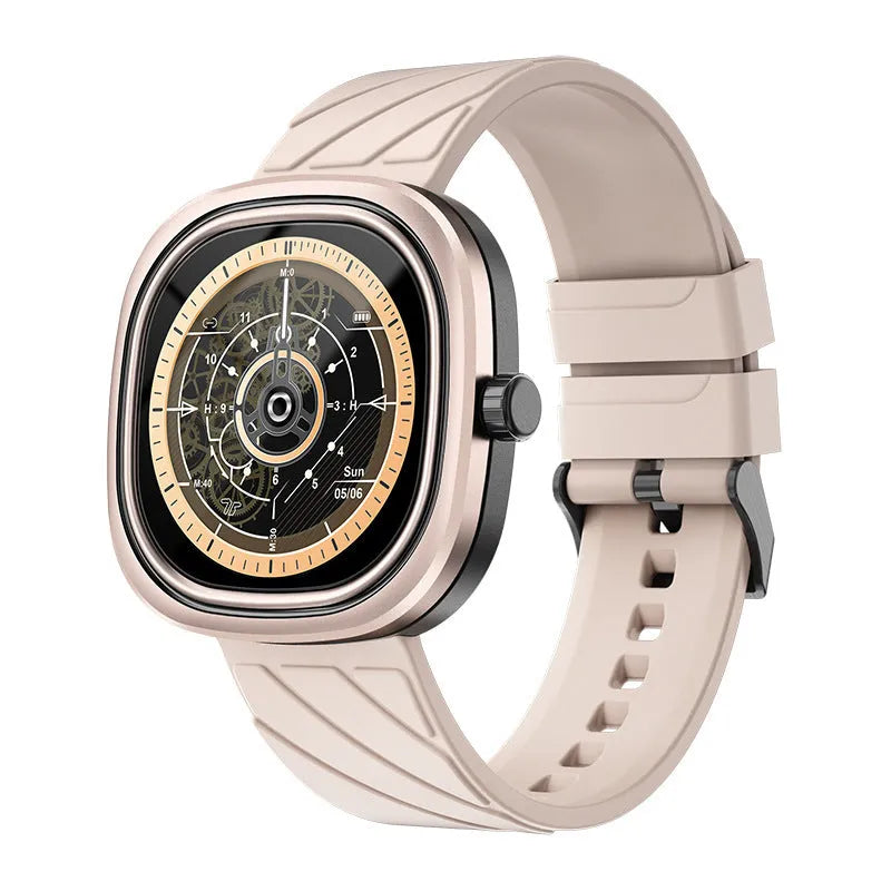 Bluetooth smart sports watch with colour touchscreen on a black silicone wristband.
