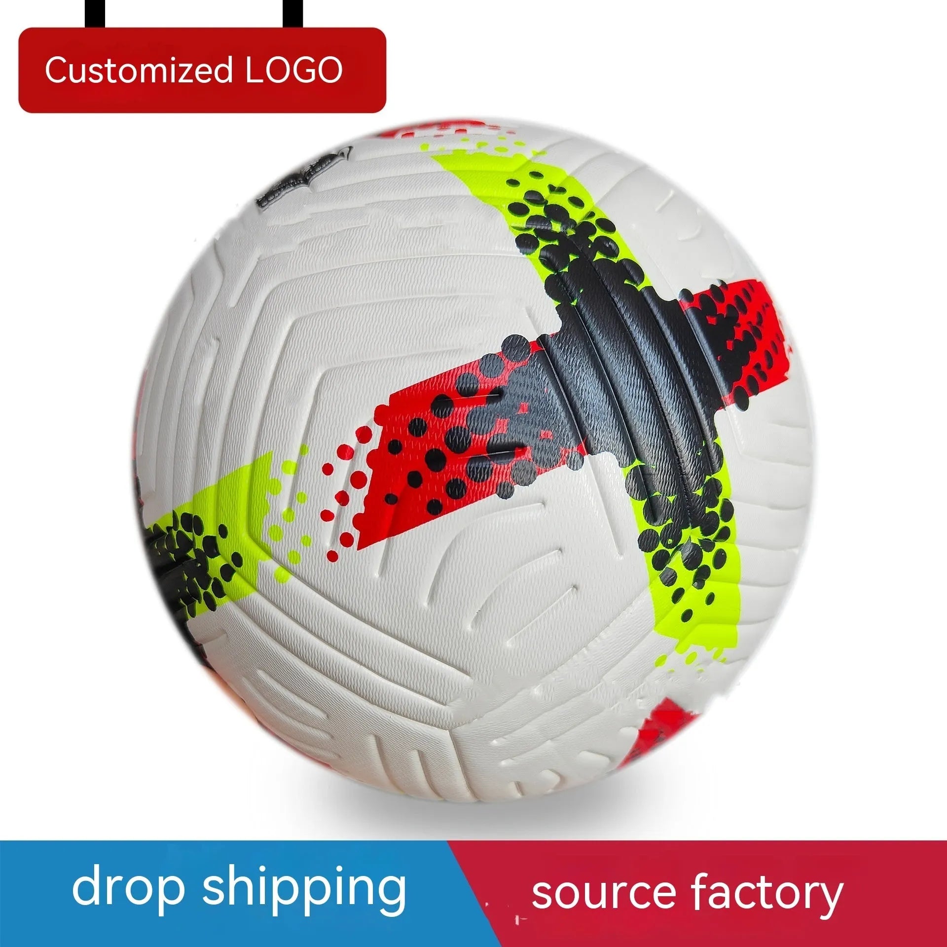 Fluorescent green size 5 training football with seamless thermal adhesive construction