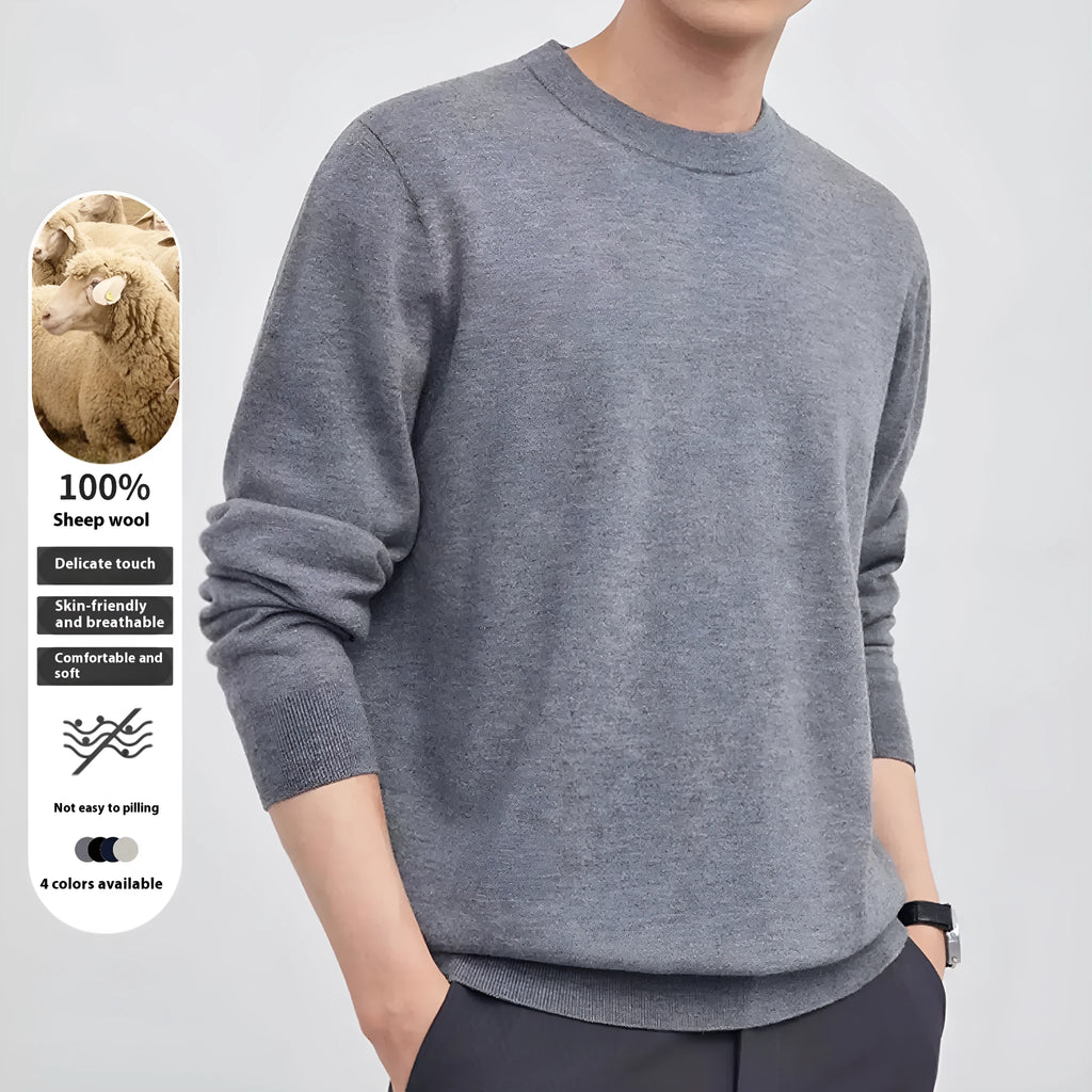 Men's business pullover sweater in regular fit available in multiple colours including black, light gray, light camel, and green