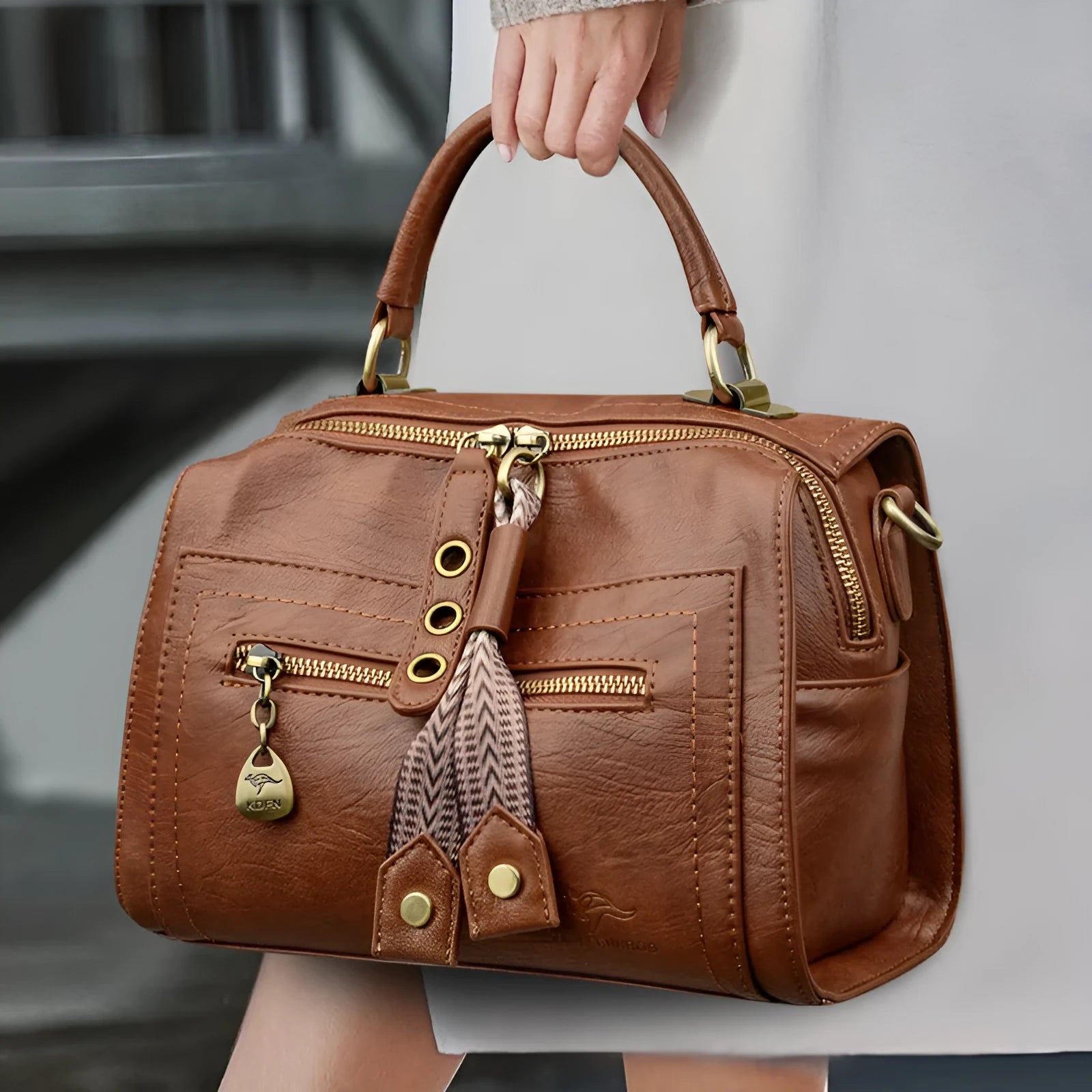 Women's soft PU leather one-shoulder crossbody bag in horizontal square shape shown in six colour options