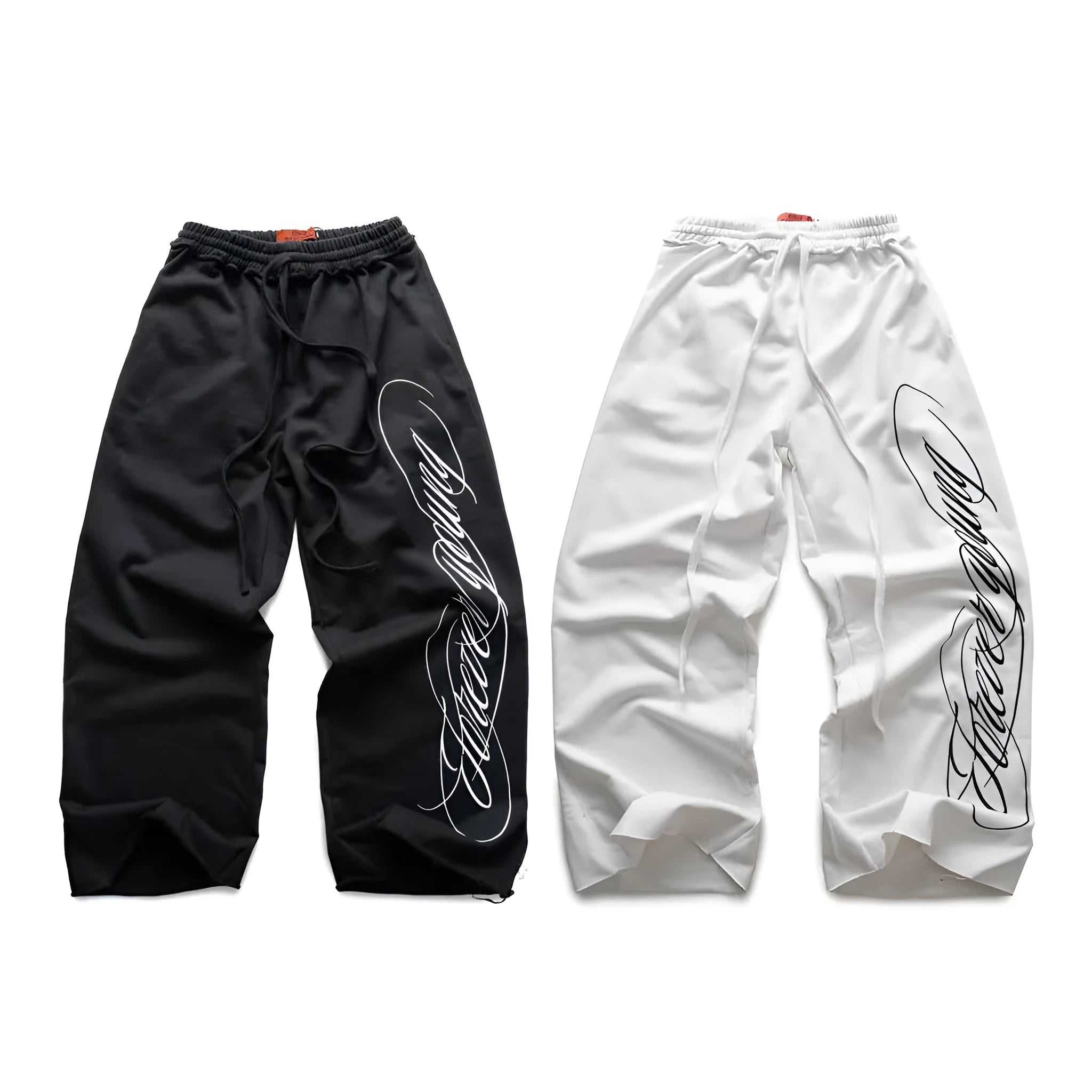 Design printing men's smart trousers in black, loose fit polyester with mid waist and micro elasticity
