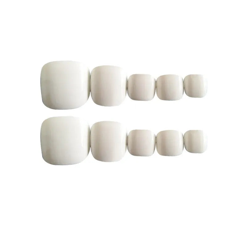 Starry Sky pattern press-on artificial nails with short square shape and white glue adhesive