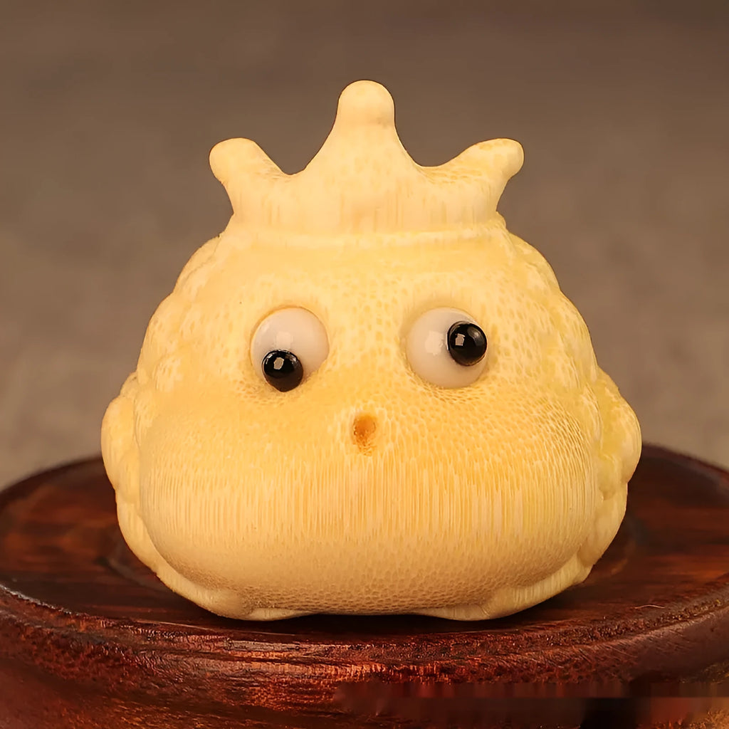 Solid bamboo carving ornament of Crown Princess Toad in 5.0 size with cute style design