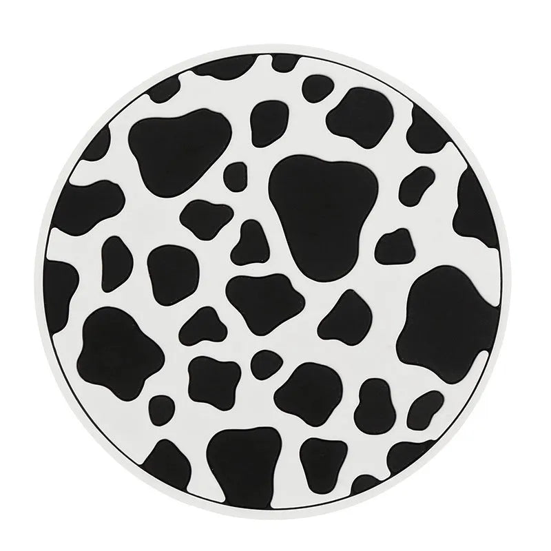 PVC car cup holder mat in black and white checkerboard pattern for vehicle drink holder slots