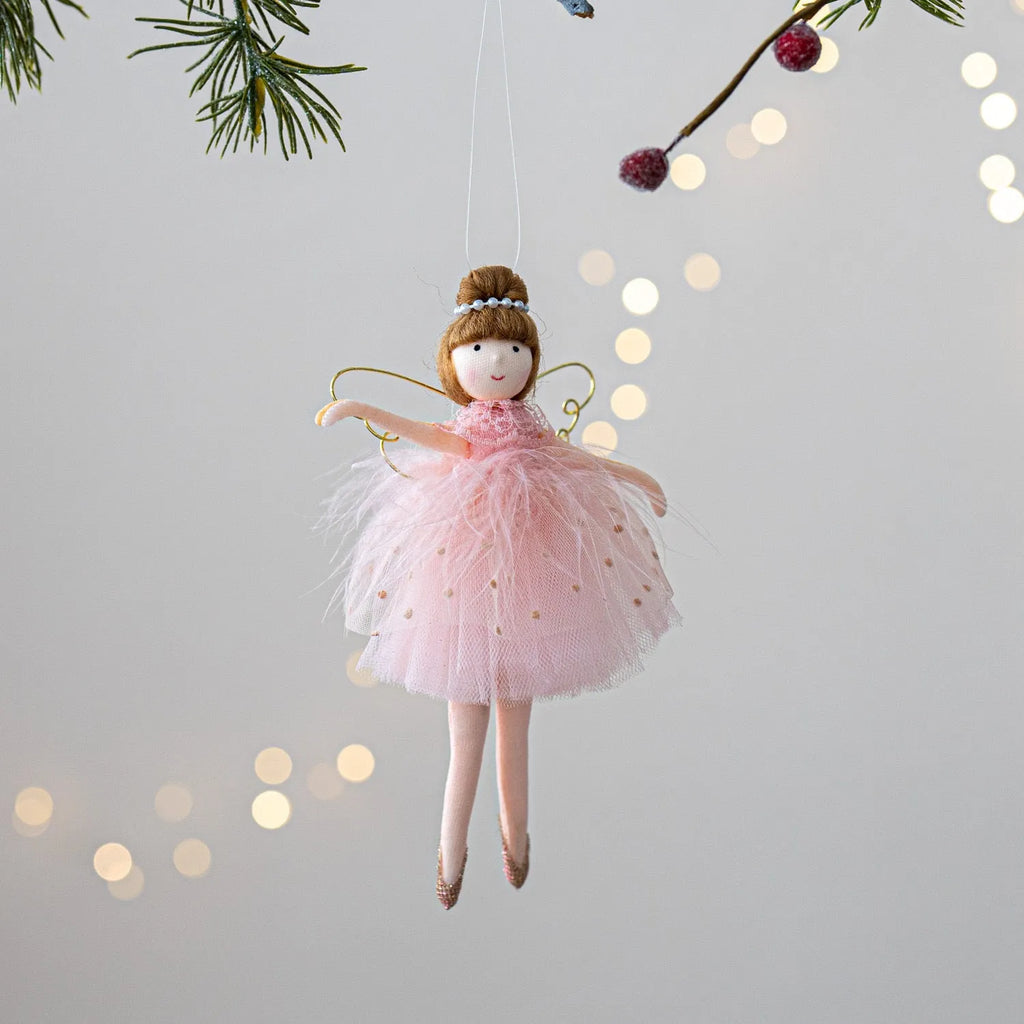 Pink and white cloth ballet angel girl plush doll pendant for decorative display