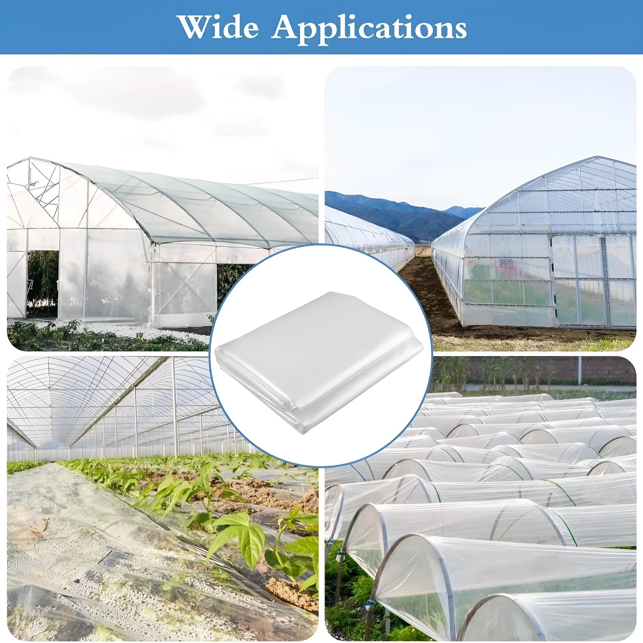 Plastic greenhouse film sheet for vegetable shed insulation, 4 metres by 8 metres