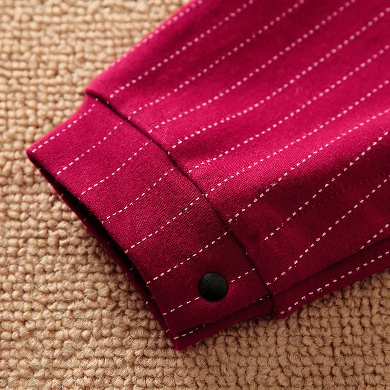 Wine red cotton baby boy romper with long sleeves and single-breasted gentleman style