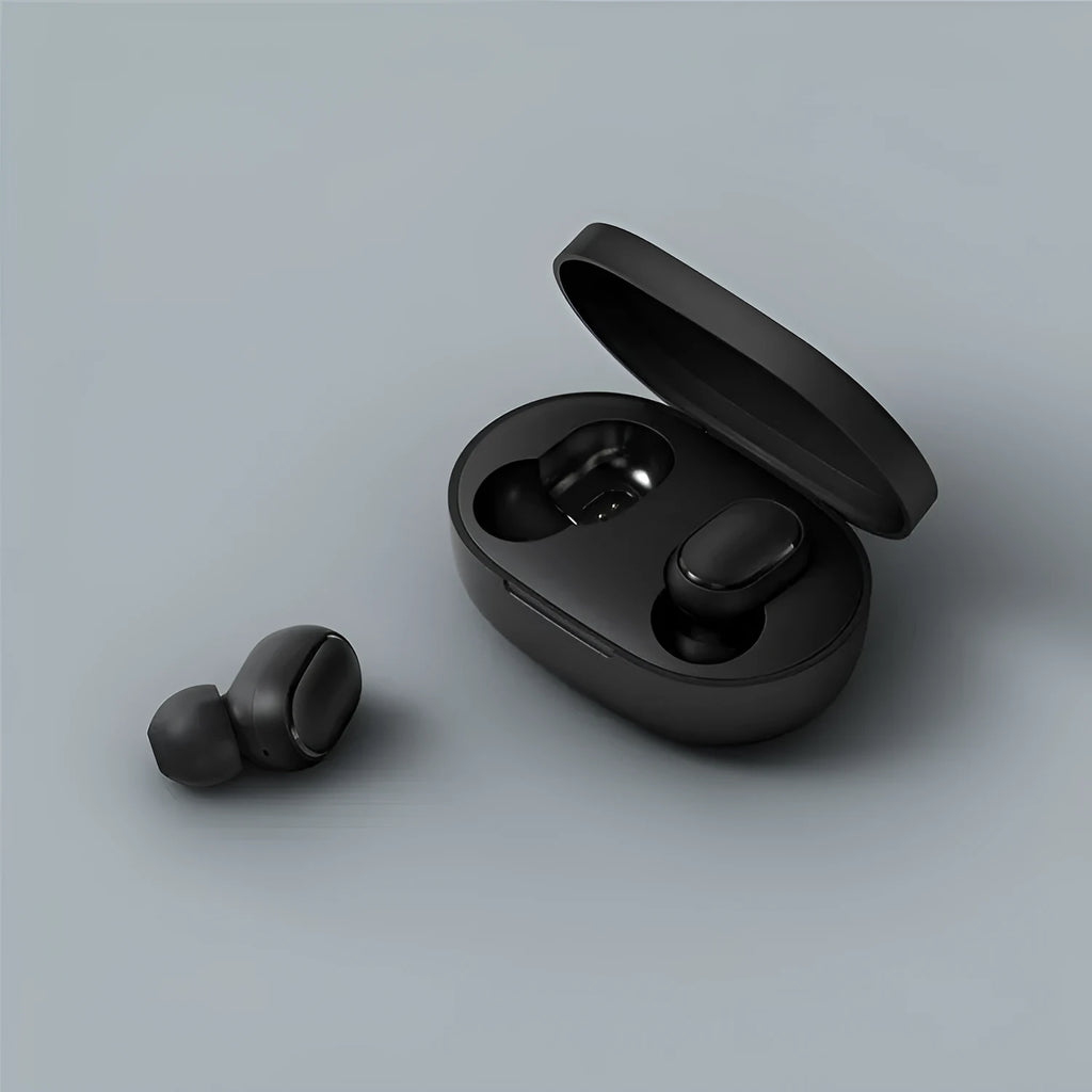 Redmi AirDots black true wireless Bluetooth earbuds with charging case