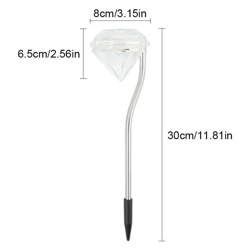 White diamond-shaped solar garden light with poly-silicon panel for automatic outdoor illumination