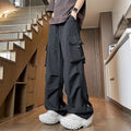 Men's plus size waterproof thin trousers in a straight-leg style with a drawstring waist.