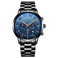 Men's waterproof moon quartz sports watch 12mm thickness black and rose red gold face