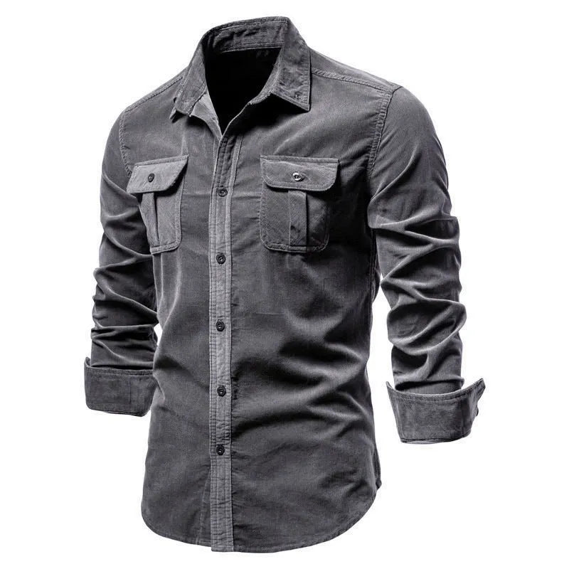 Men's long sleeve linen shirt in multiple colours with size options including Asian measurements