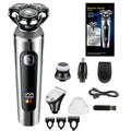 Digital USB rechargeable beard shaver with LED display and five-in-one floating cutter head design