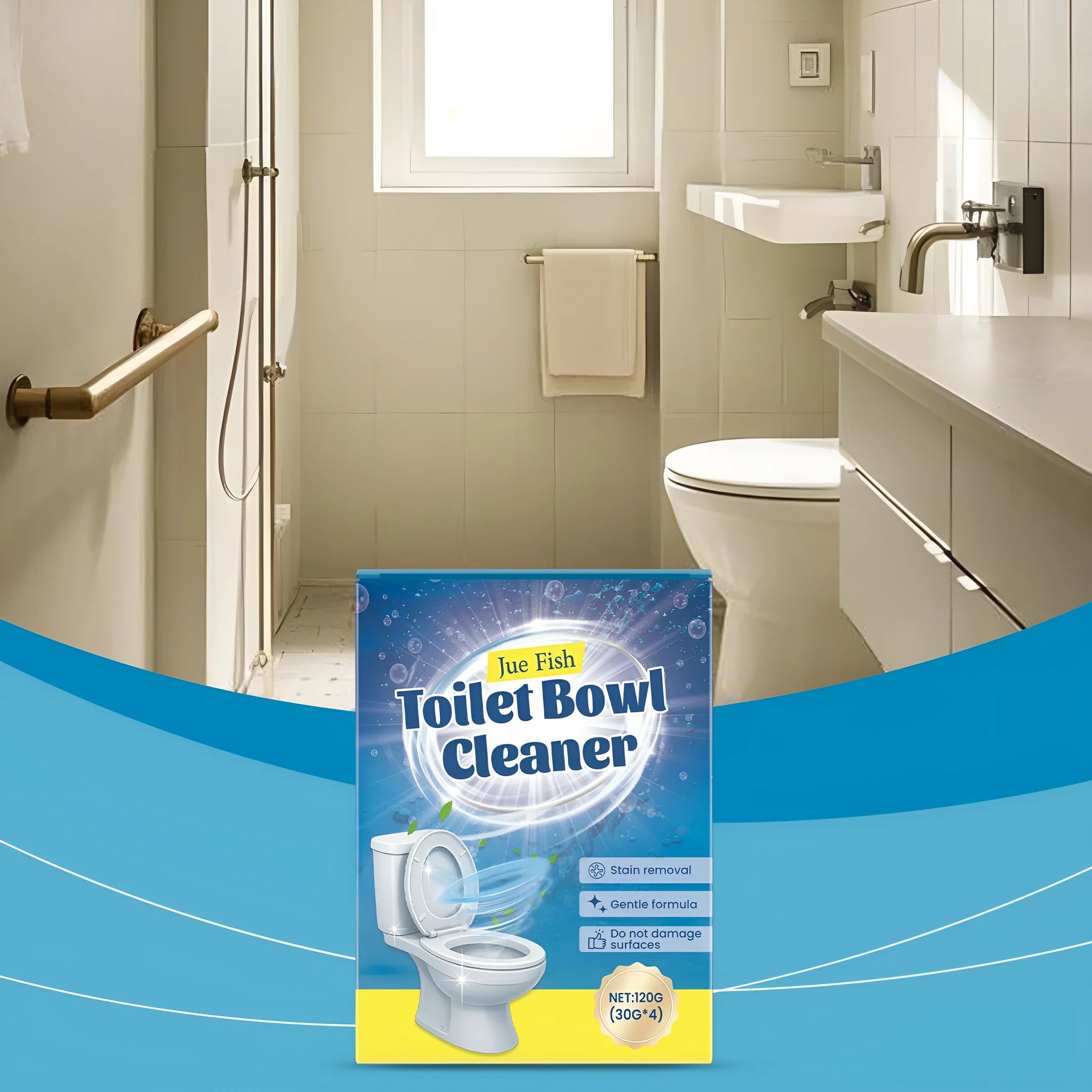 Toilet cleaning powder 120g pack with four 30g units for descaling and stain removal