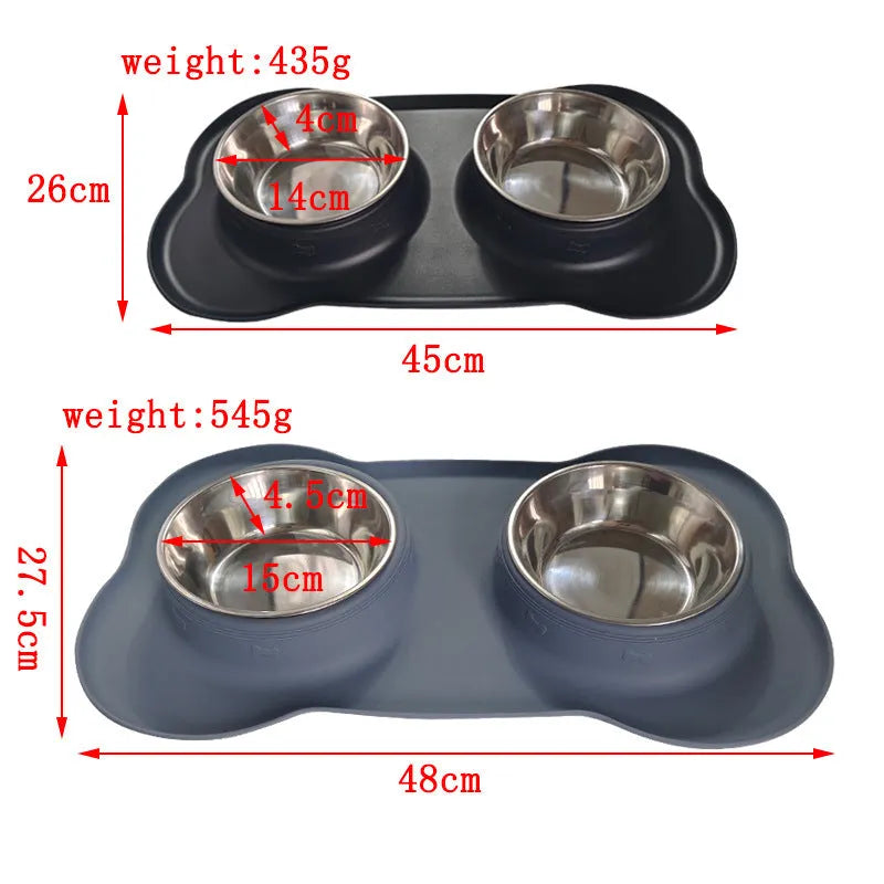 Large silicone dog bowl with stainless steel base in choice of five colours