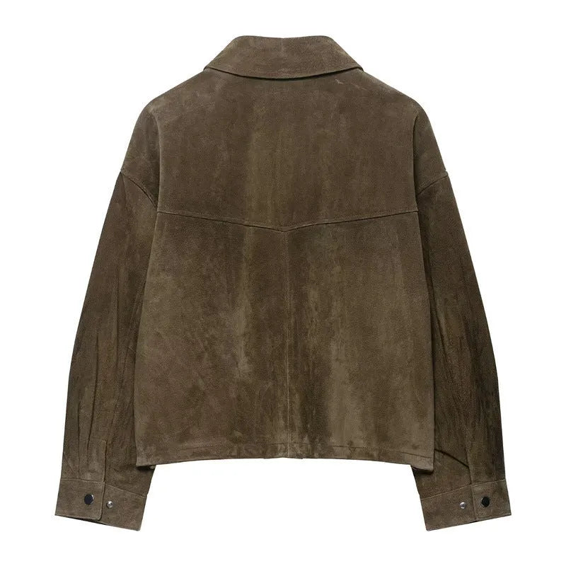 Women's PU jacket in Japanese Korean casual style with medium thickness construction