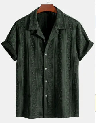 Men's loose-fit polyester cardigan in solid colour with short sleeves for summer casual wear