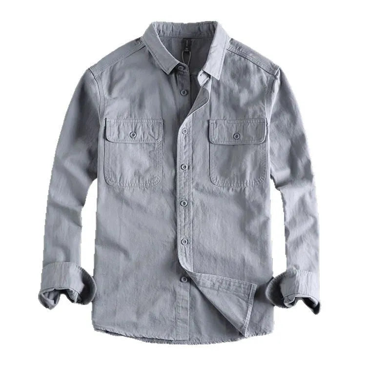 Men's loose style long sleeve shirt overalls cardigan in polyester fibre
