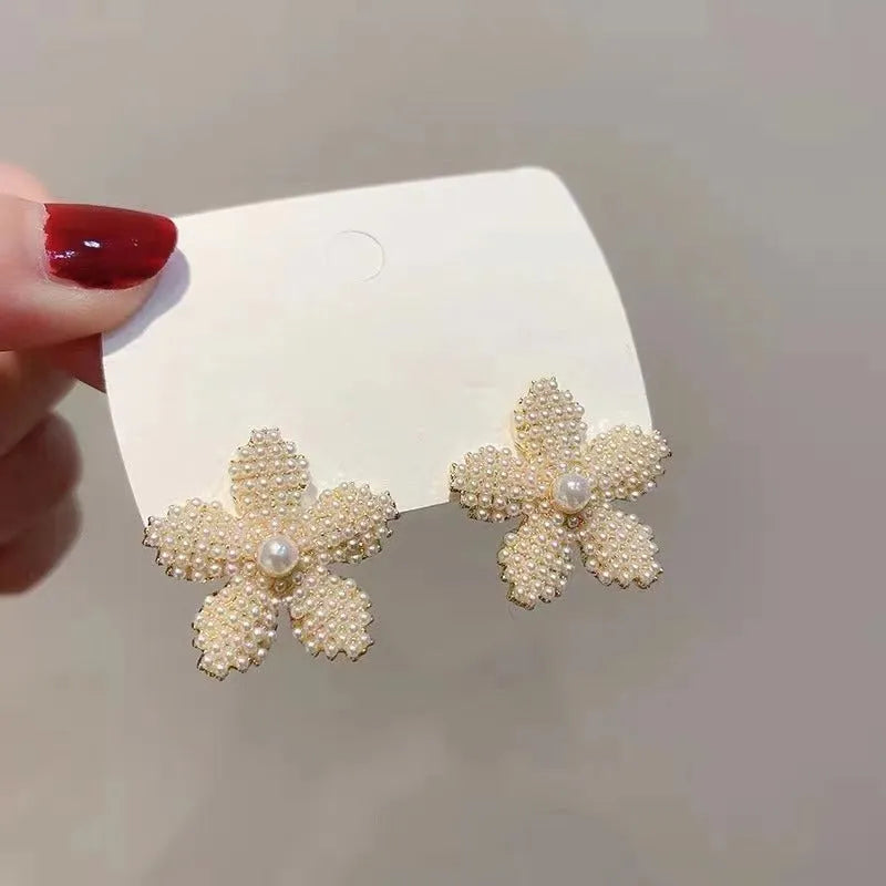Korean style pineapple and starfish pearl design alloy earrings with electroplated finish and artificial gem inlay