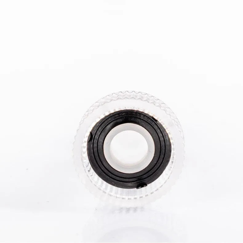 Clear plastic Karcher pressure washer inlet joint with 3cm diameter, shown alongside a machine.