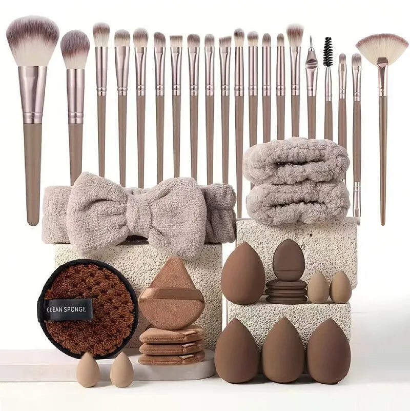Hydrophilic non-latex beauty tools combination suit with multiple pieces for face wash and makeup application