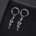A pair of vintage-style snake-shaped earrings made from gold plated stainless steel with an ear clip fastening.