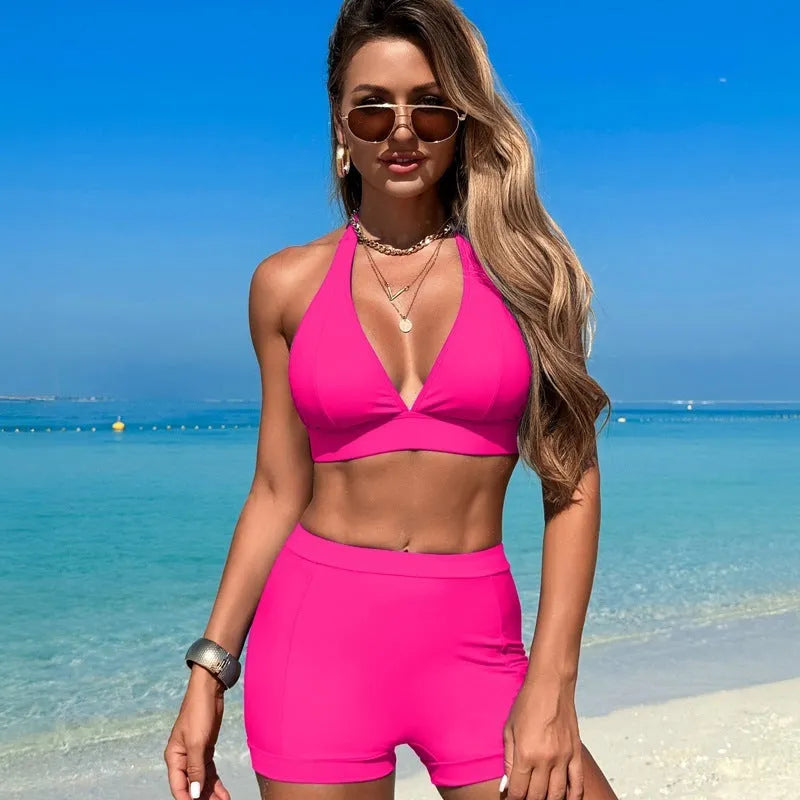 Women's nylon bikini swimsuit with polyester lining in multiple colour options
