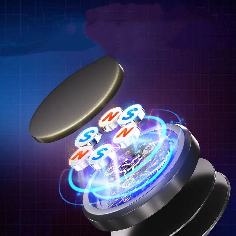 Obsidian black alloy magnetic mobile phone holder with centripetal force mechanism