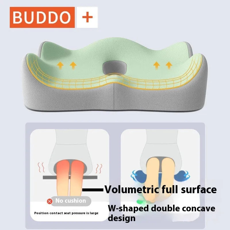 Memory foam seat cushion with lumbar support design in solid colour options