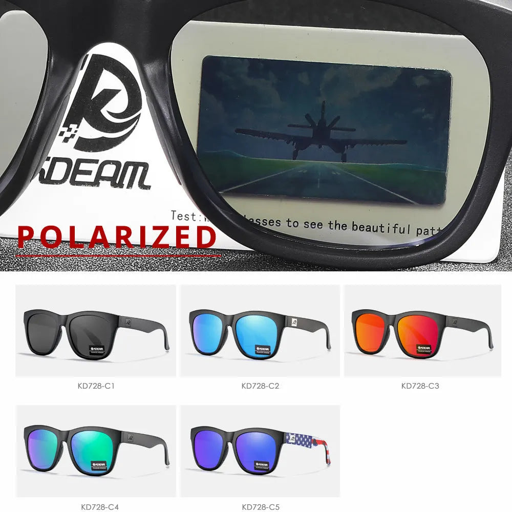 Outdoor polarised sunglasses with thickened TAC lenses and PC frames in multiple colour options