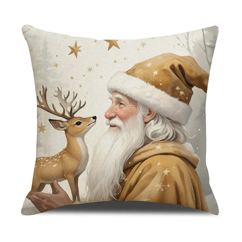 Modern simple linen cushion cover 45x45cm in multicolor for Christmas couch decoration