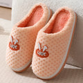 Women's rabbit plaid design house slippers with artificial fur upper and rubber sole