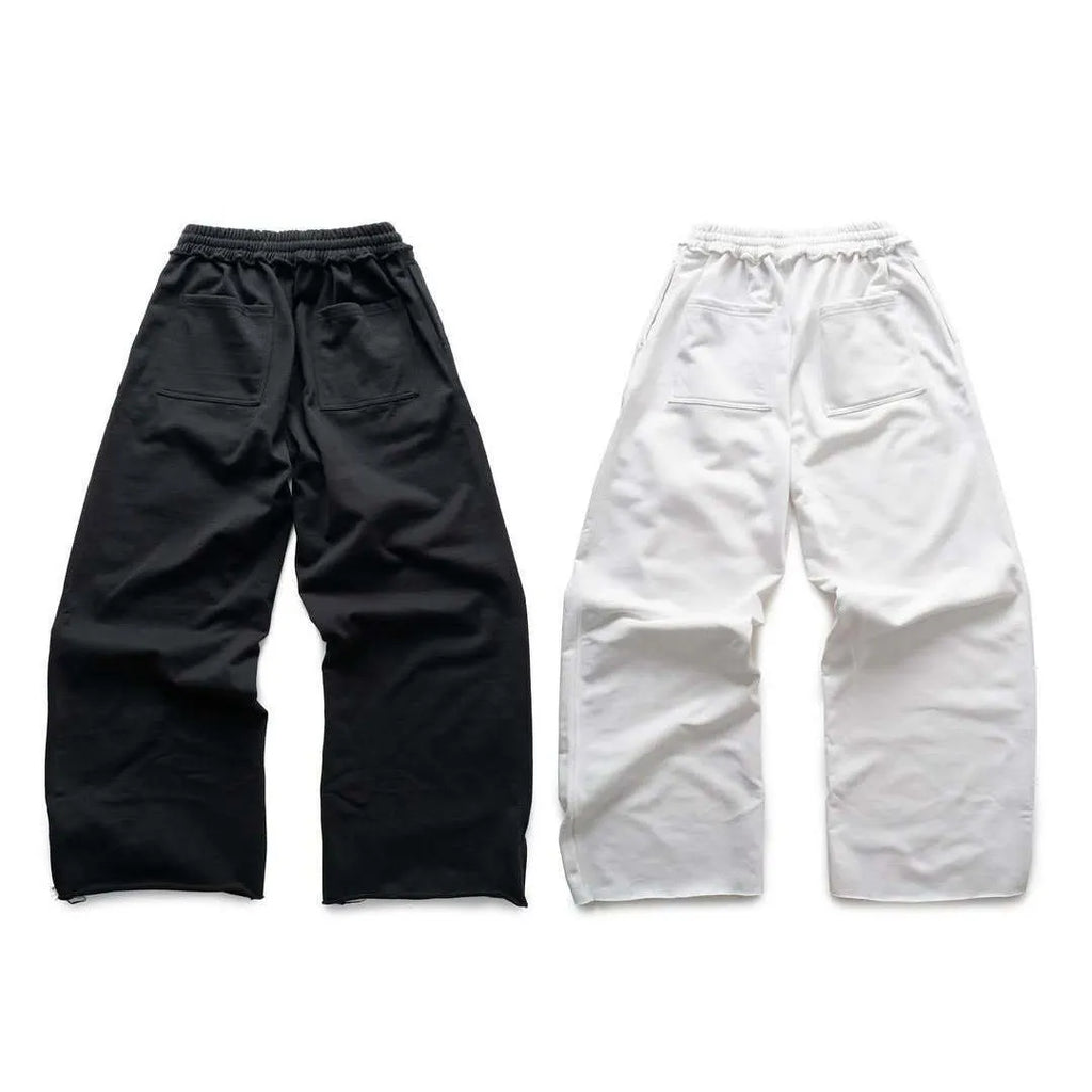 Design printing men's smart trousers in black, loose fit polyester with mid waist and micro elasticity