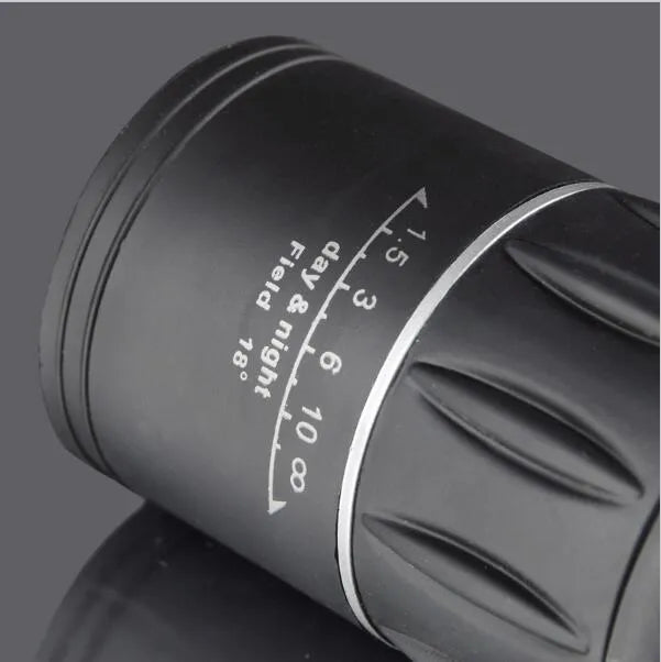 Black 16x52 monocular telescope with up and down double-tuning focus and waterproof construction