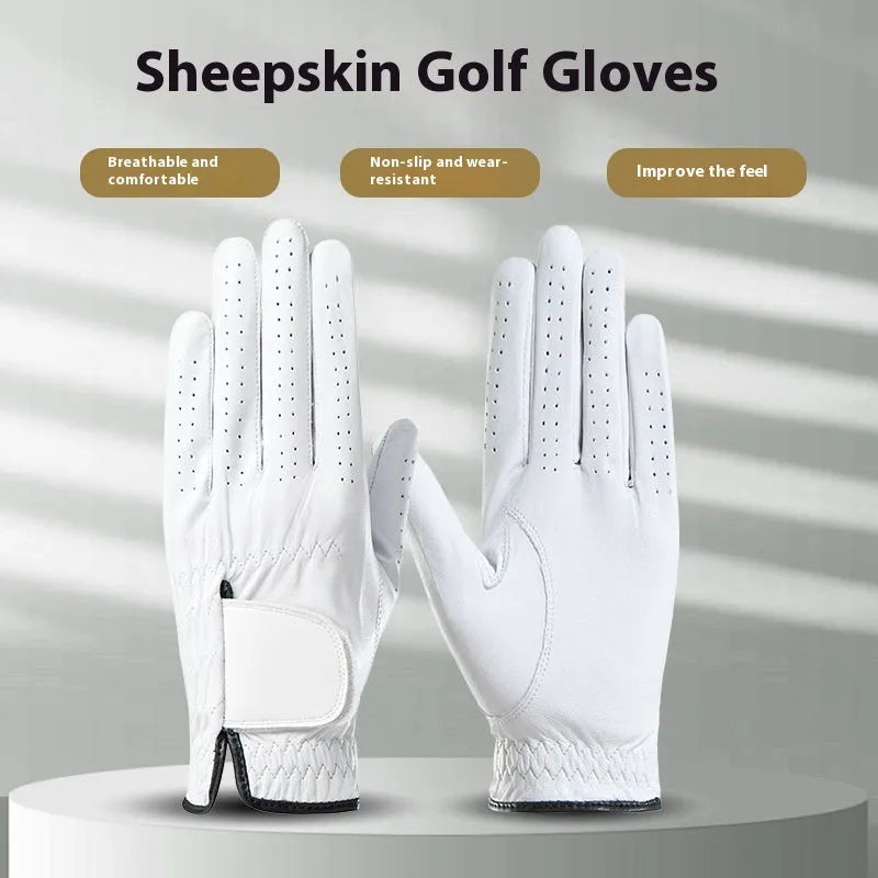 Men's leather breathable non-slip glove, left hand, black colour, finger glove style for work