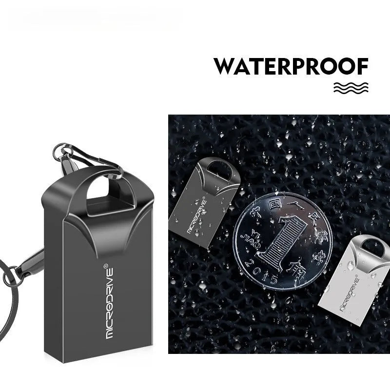 Mini metal USB flash drive in black or silver with compact 23mm design