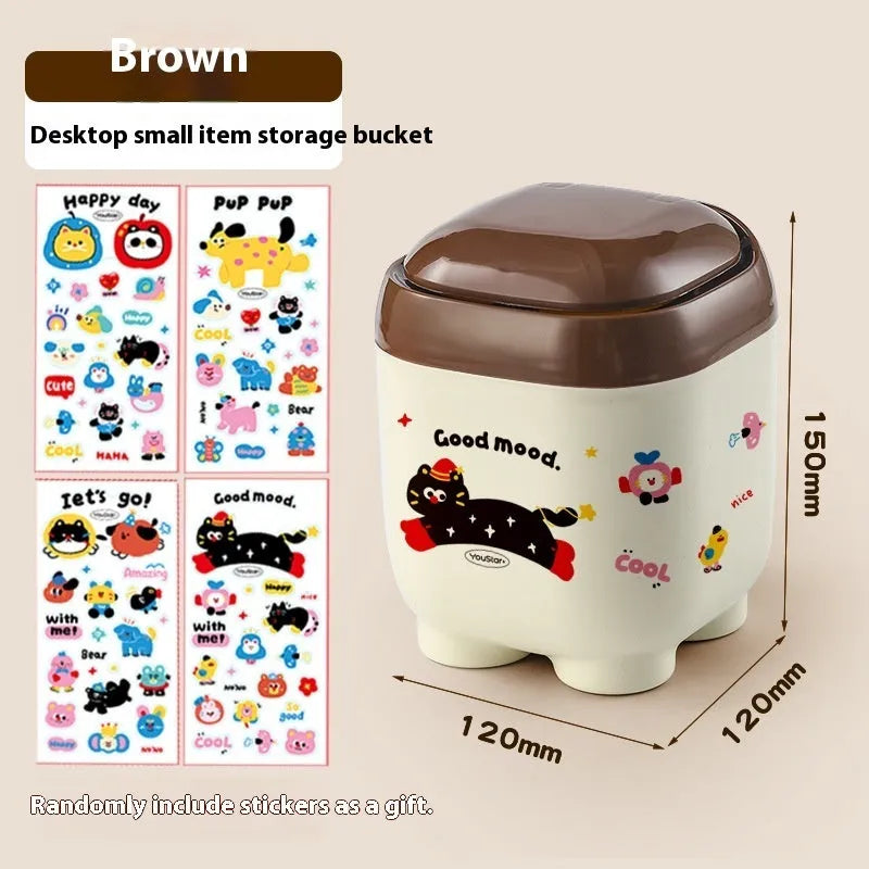 Cartoon style plastic desktop storage organiser with 2L capacity and grid compartments