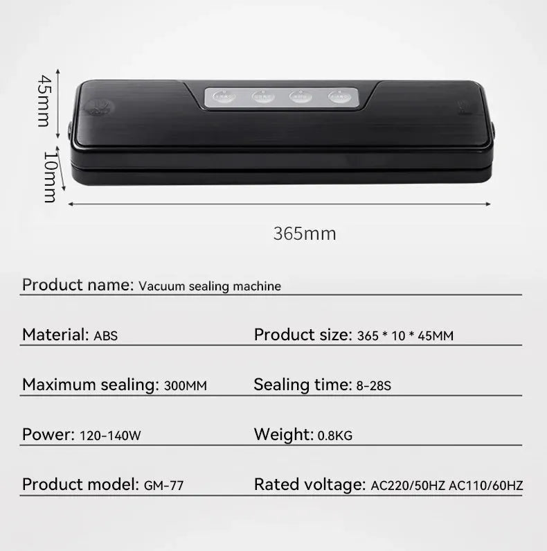 White automatic vacuum sealer machine with compact design for household food preservation