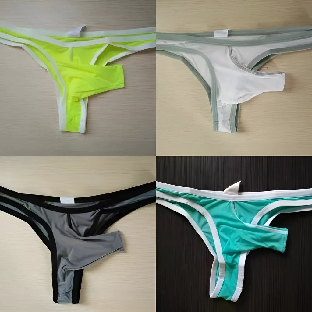 Men's Ice Silk nylon briefs in Army Green colour, showing front design.