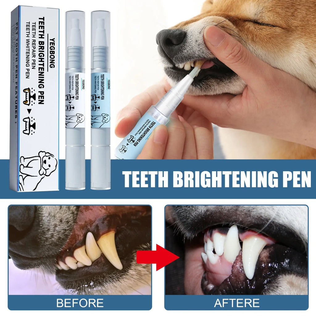 Pet teeth whitening pen with dental brushes for dogs and cats oral care