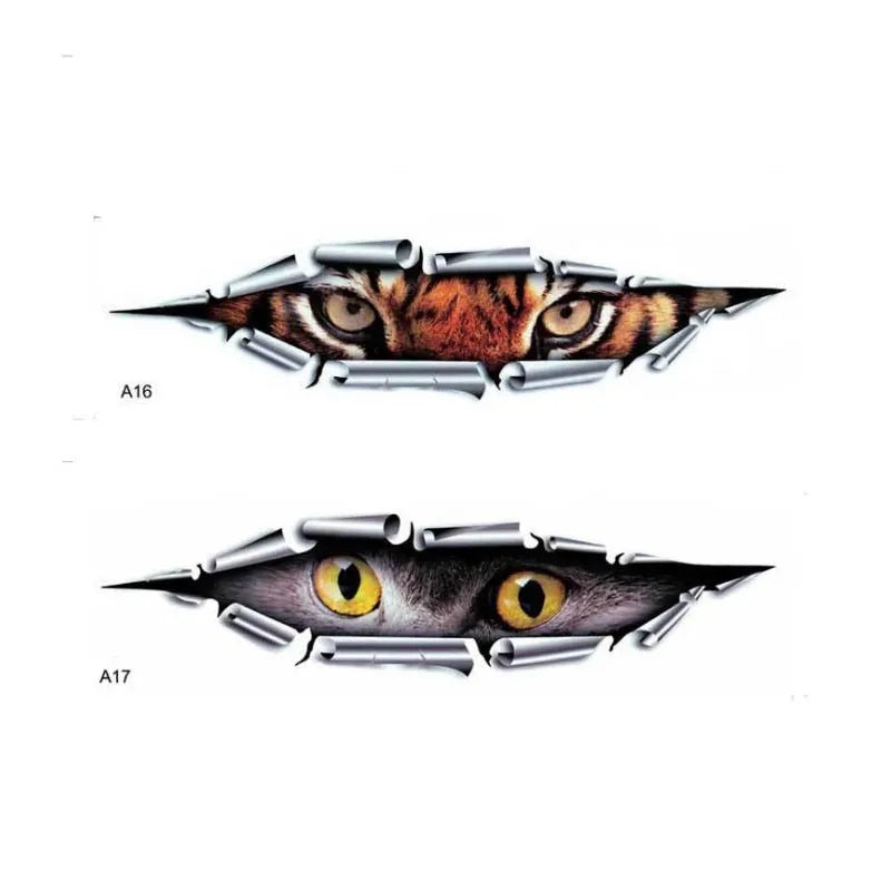 Tiger Eye Eagle Eye 3D car bumper sticker, 10x35 cm, HD transparent PVC adhesive.