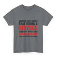 Grey women's short sleeve cotton T-shirt with a printed design, showing front view.