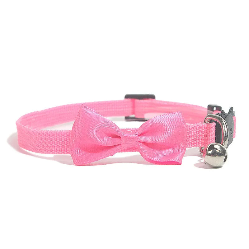 Adjustable nylon cat collar with bell in striped pattern available in multiple colours like red blue and green