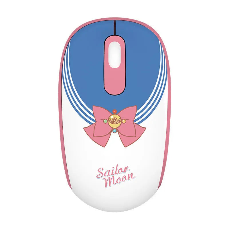Pink Sailor Moon wireless mouse with USB receiver showing anime character design
