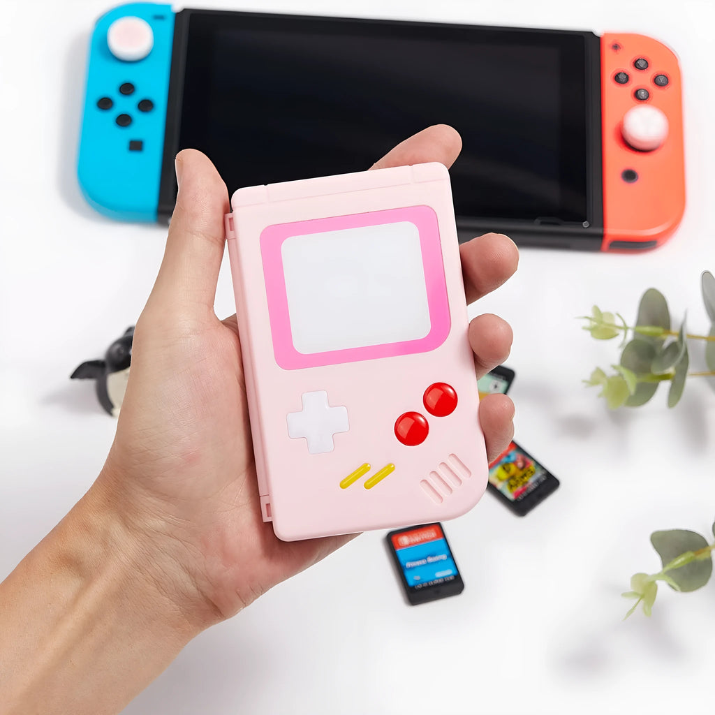 Lightweight plastic game card storage box for Nintendo Switch OLED and Lite in blue pink or white