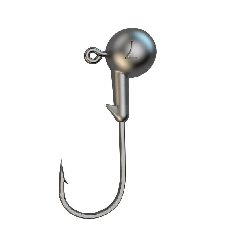 Pack of 50 enhanced jig fishing hooks with lead heads and blood trough design in 7G size