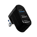 Black or white USB rotary splitter hub with four USB 3.0 ports on a swivelling base