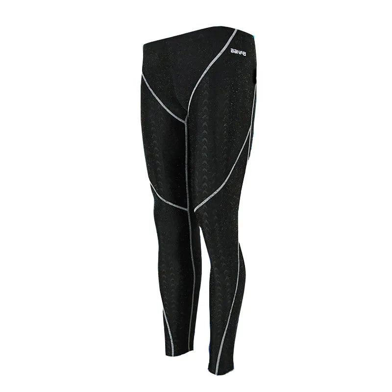 Men's black and green line nylon cropped swimming trunks with brief style for sports and fitness