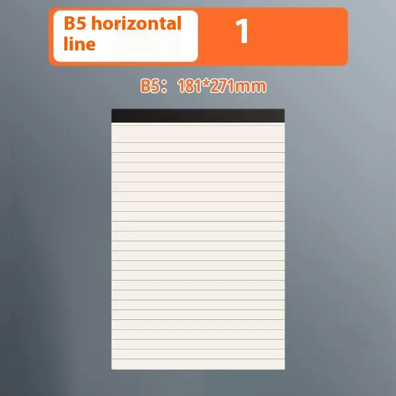 A4 A5 B5 writing pad notebook with tearable pages in blank, grid, and horizontal line styles