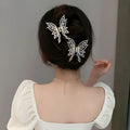 Butterfly design women's hair clip barrette with alloy construction and electroplated finish